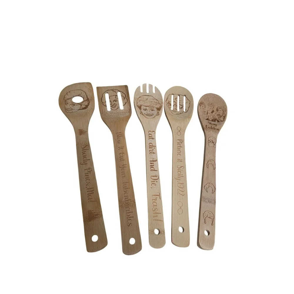 Golden Girls‎ Bamboo Kitchen Cooking Spoon Set 6 Utensils